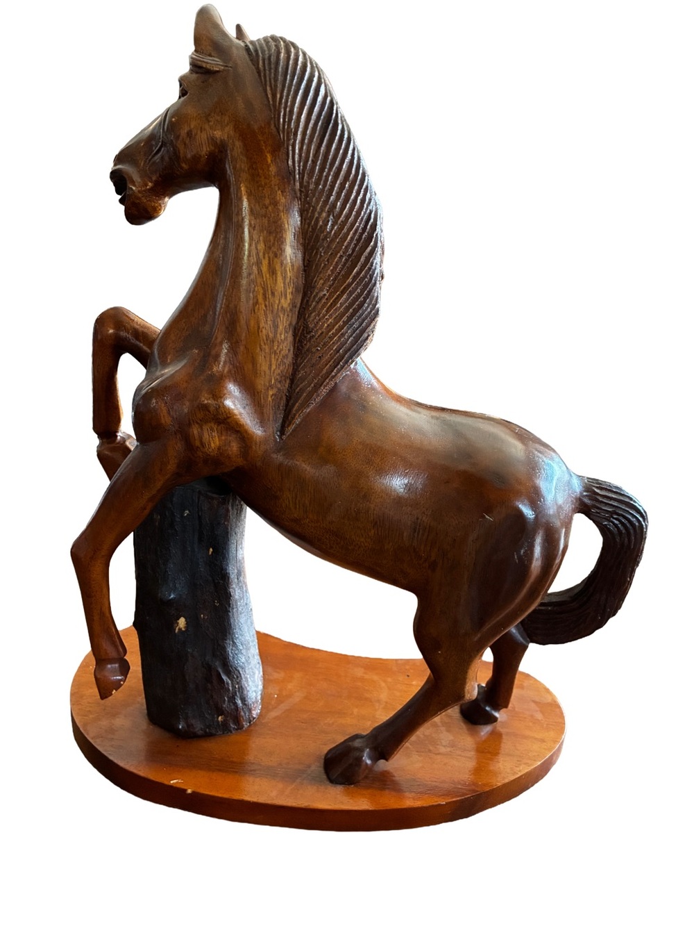 Vintage S.C. Vizcarra Hand Carved Wood Horse Statue 19” Philippines - Picture 3 of 7